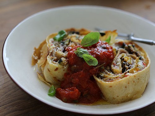 Ricotta, chilli, lemon and grilled vegetable nests (Nidi alla verdura)