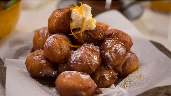 Ricotta fritters with orange and honey