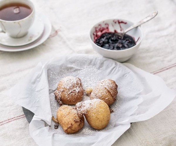 Ricotta fritters with quick mixed berry jam