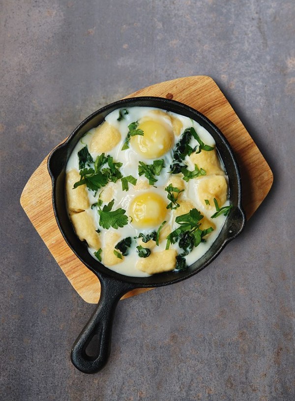 Ricotta gnocchi, kale & quail eggs