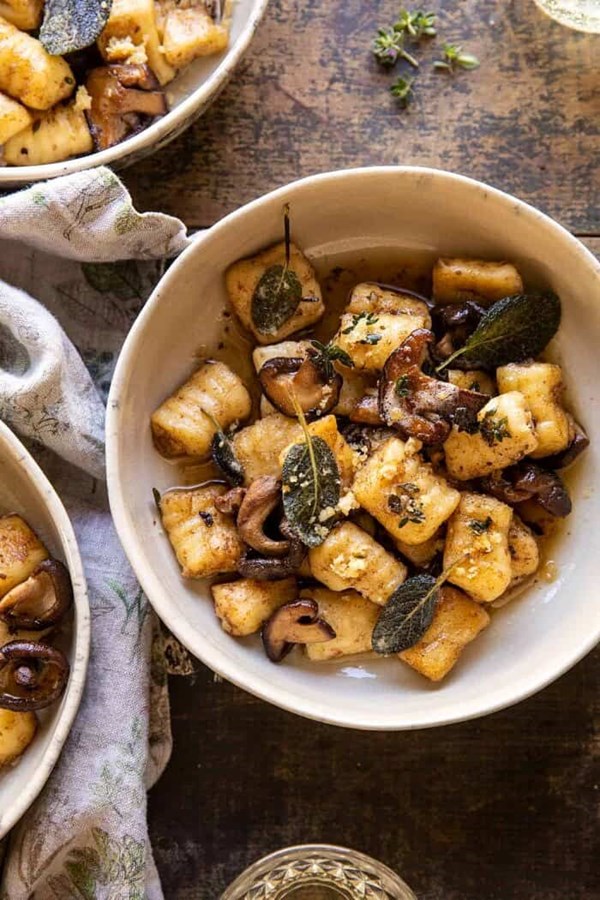 Ricotta gnocchi with herby mushrooms and sage browned butter
