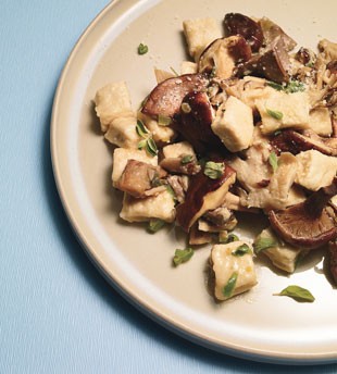 Ricotta gnocchi with mushrooms and marjoram