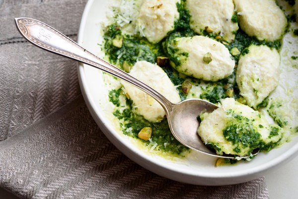 Ricotta gnocchi with parsley pesto