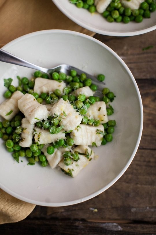 Ricotta gnocchi with peas and herbed-lemon butter