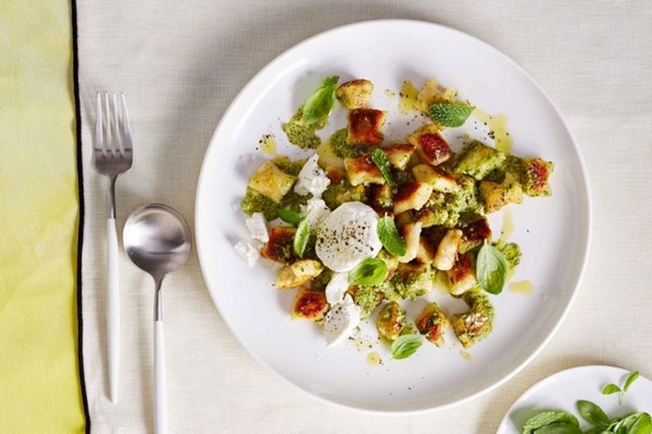 Ricotta gnocchi with pistachio pesto