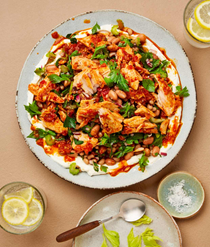 Ricotta, harissa tuna and marinated beans