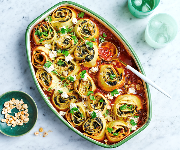 Ricotta, hazelnut and cavolo nero rotolo