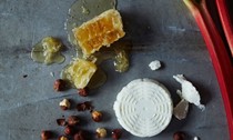 Ricotta, honeycomb and hazelnut with rhubarb compote
