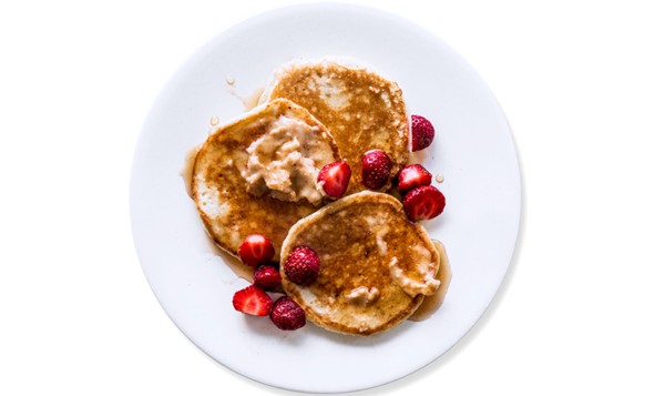 Ricotta pancakes with honeycomb-candy butter [La Chapter, Ace Hotel]