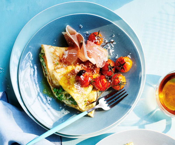 Ricotta, pea and Parmesan crespelle