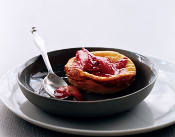 Ricotta puddings with glazed rhubarb