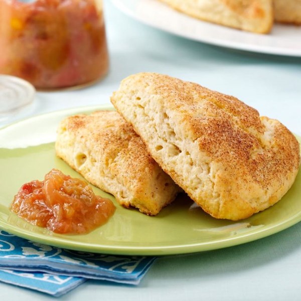 Ricotta scones with rhubarb-orange compote