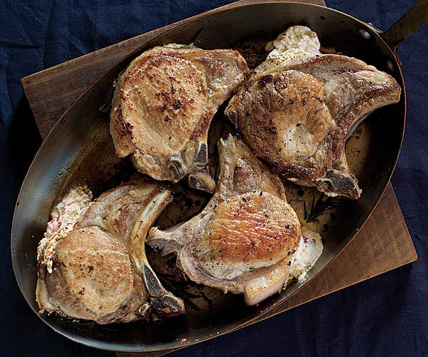 Ricotta-stuffed pork chops