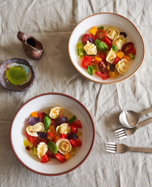 RIcotta tortelloni with tomato water