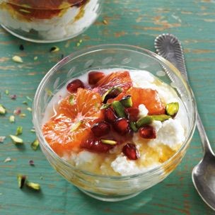 Ricotta with blood orange, pistachio and honey
