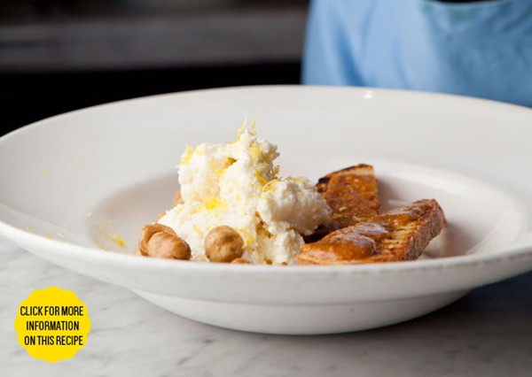 Ricotta with hazelnuts, lemon, and garlic
