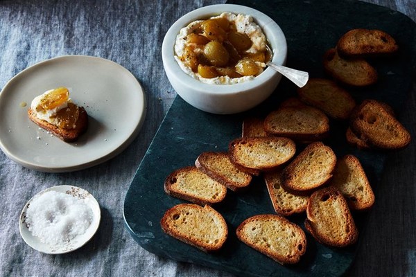 Ricotta with honeyed grapes