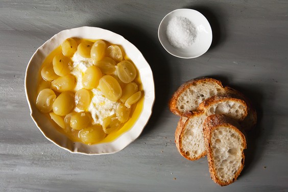 Ricotta with honeyed grapes