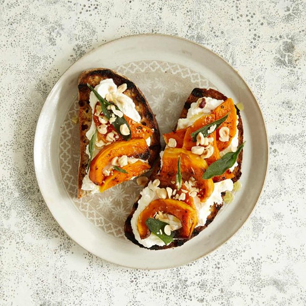 Ricotta with sage, roast squash and hazelnuts [on toast]