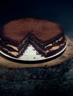 Ridiculously delicious mud cake with homemade nut butter