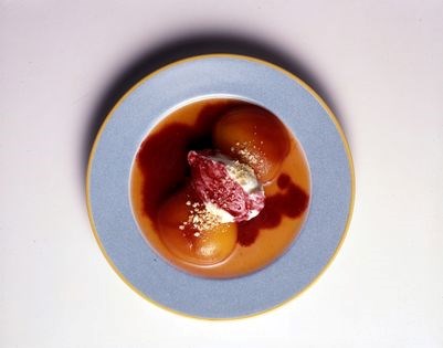Riesling poached peaches