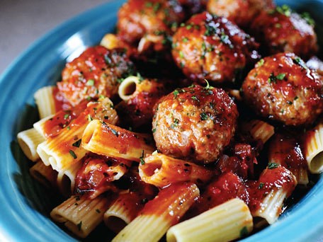 Rigatoni and meatballs