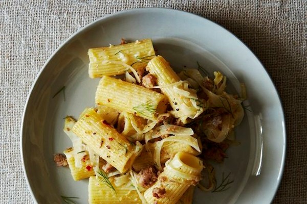 Rigatoni with fennel and veal sausage