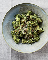 Rigatoni with lemony kale-and-pecorino pesto