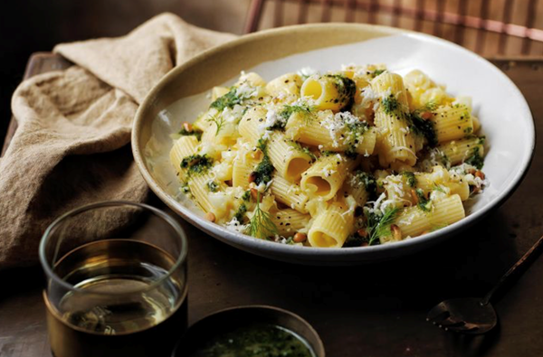 Rigatoni with pickled fennel and preserved lemon