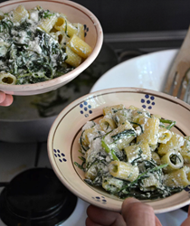 Rigatoni with ricotta and greens