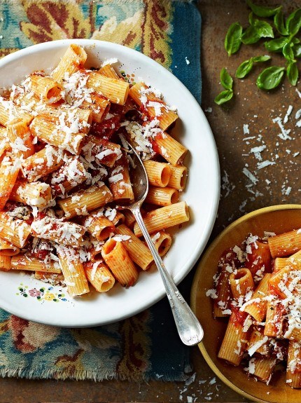 Rigatoni with roasted tomatoes & ricotta salata