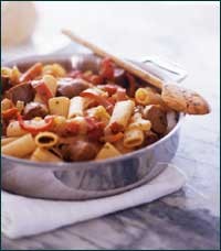 Rigatoni with sausage, peppers and onions