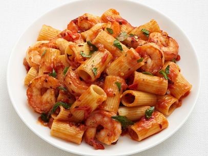 Rigatoni with spicy shrimp
