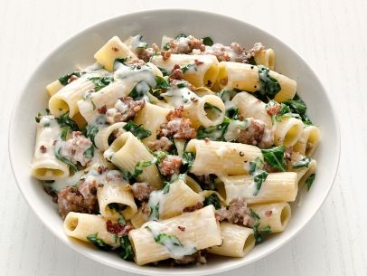 Rigatoni with Swiss chard and sausage