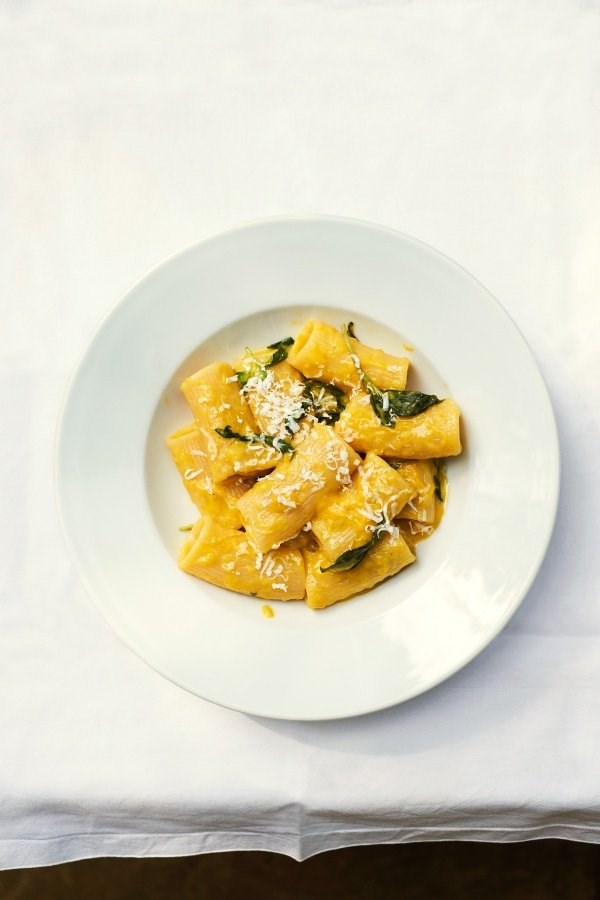 Rigatoni with yellow peppers