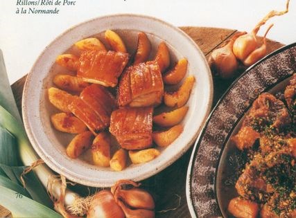 Rillons or roast pork Normandy style (Rillons/rôti de porc à la Normande)