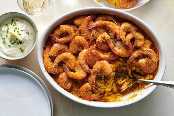 Riso al forno with crab and shrimp