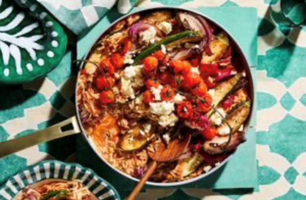 Risoni with roasted vegetables and feta