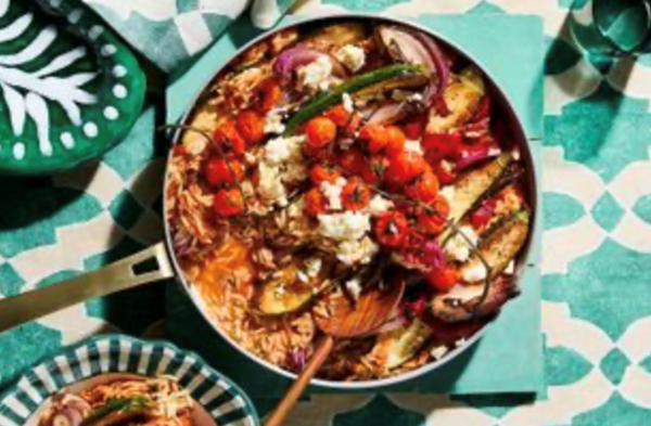 Risoni with roasted vegetables and feta