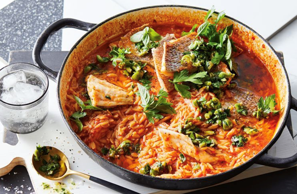 Risoni with snapper, tomato and fennel