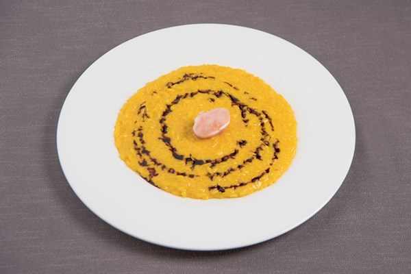 Risotto alla Milanese with red wine reduction