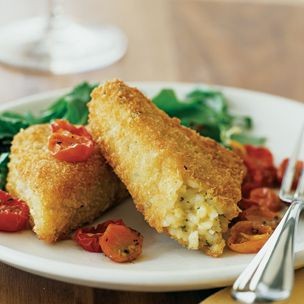 Risotto cakes with cherry tomatoes