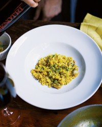 Risotto-style ditalini with mussels, clams and saffron