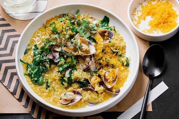 Risotto vongole with pipis and bottarga