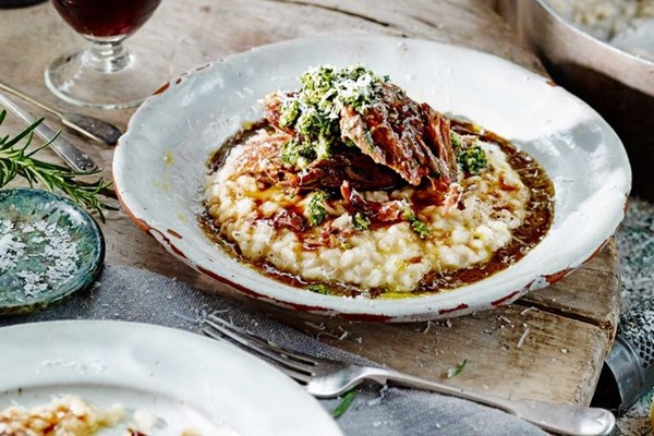 Risotto with beef shin and salsa verde