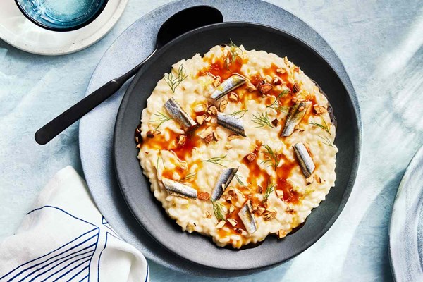 Risotto with boquerones and fish sauce caramel