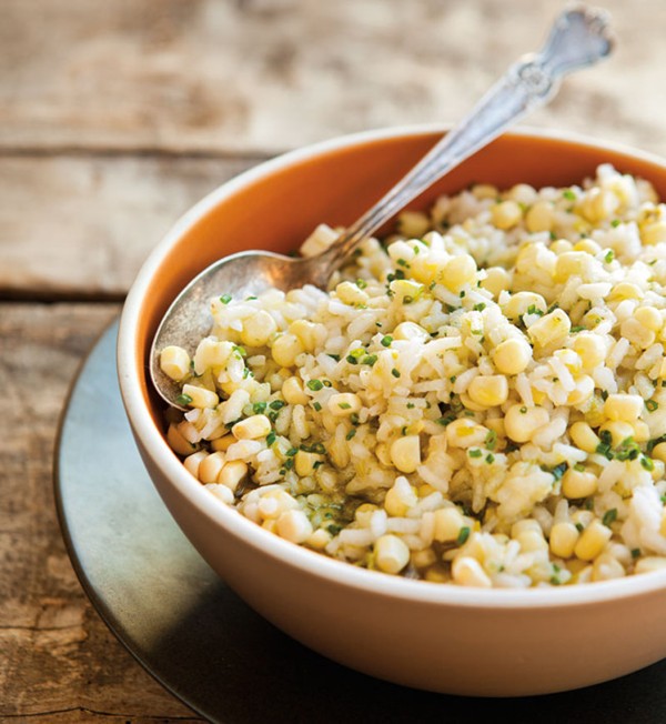 Risotto with fresh corn & basil oil