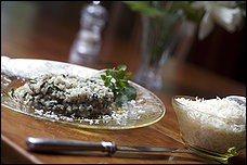 Risotto with fresh greens and basil