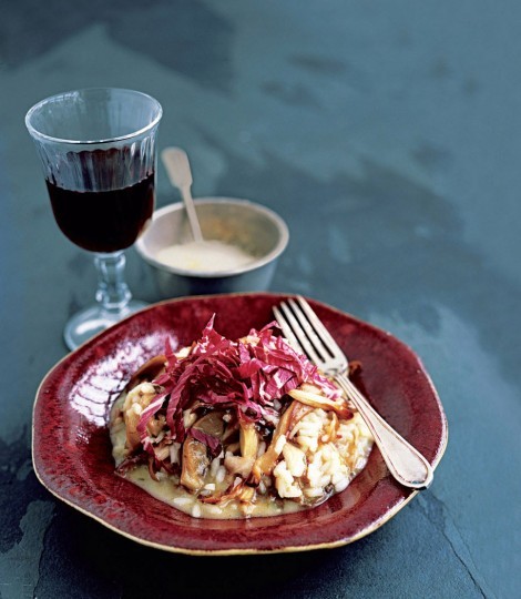 Risotto with mushrooms and radicchio