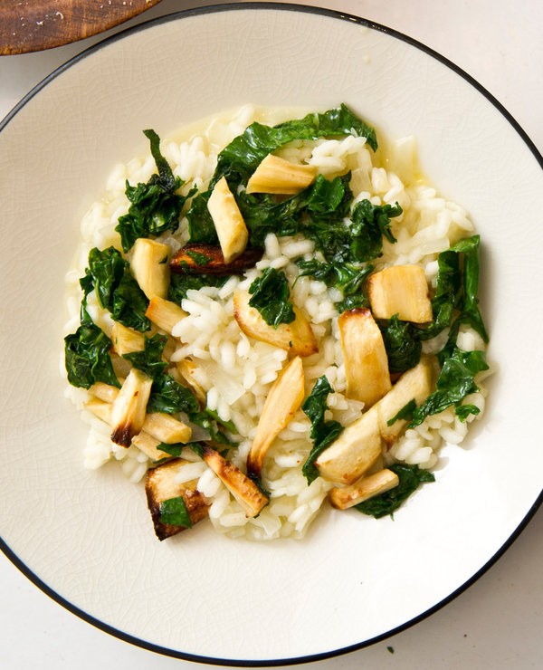 Risotto with parsnips and greens